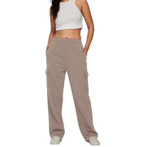 Ropa activa de algodón para mujer, pantalones acampanados de lana de Color sólido, pantalones de chándal, pantalones para correr de lana con bolsillos para mujer 2026 - Product Image 3