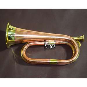 Bugle en cuivre et laiton de l'époque de la guerre civile, laqué or, Flugelhorn - Product Image 1