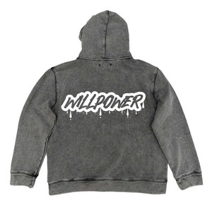 เสื้อฮู้ดล้างกรดแบบมีเชือกผูกสำหรับผู้ชายผู้ใหญ่เสื้อโอเวอร์ไซส์ระบายอากาศ - Product Image 2