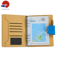 Carnet à anneaux personnalisé en cuir PU, rechargeable, avec logo doré et emplacements pour cartes
