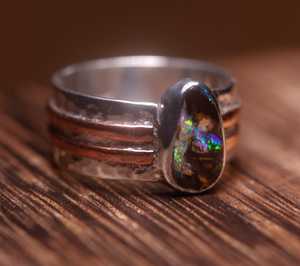 Tự nhiên koroit ma trận tảng đá Opal 925 sterling Silver Pear hình dạng vĩnh cửu, vermeil thiết kế tốt nhẫn với giá bán buôn - Product Image 4