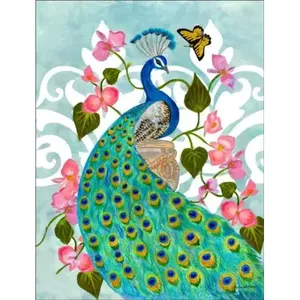 Leslie Whitman Bird Art Peacock Accent Placa decorativa Azulejo - Product Image 1