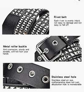 Nouvelle ceinture de luxe unisexe occidentale pleine fleur style de mode en cuir de vachette robuste avec des motifs de perles personnalisés et des goujons prêts à expédier - Product Image 2