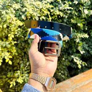 Ceinture de polo en cuir véritable pour hommes de nouveau design avec fil recyclé et boucle en laiton OEB - Product Image 6