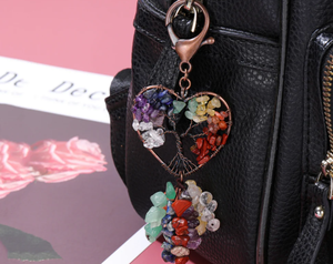 Vente en gros de porte-clés arbre de vie fait main avec pendentif 7 chakras en pierre de guérison en cristal naturel - Product Image 5