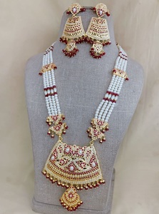 Designer Jadau <b>Gold</b> Plated <b>Pearls</b> Look Beautiful <b>Necklace</b> Set With Earrings for Women Designer Jewelry for Wedding Wear - Product Image 4