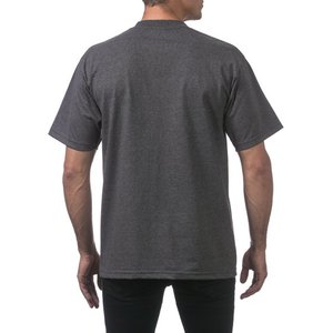 Spandex/Nylon cuello en V media manga Hip Hop camiseta con patrón 180g hombres Color sólido blanco Casual verano todo-fósforo otoño hombro - Product Image 4