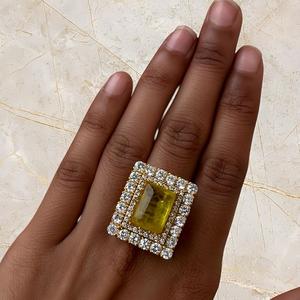 แหวนชุบทองสำหรับงานแต่งงานงานหมั้นสวมใส่สำหรับผู้หญิงและเด็กผู้หญิงสวมใส่ด้วยหินโฆษณาแบบดั้งเดิมอันงดงาม - Product Image 1