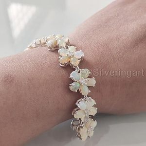 Women's <b>Bracelet</b> Natural Opal Gemstone October Birthstone wedding Christmas Gift Handmade Jewelry 925 Sterling <b>Silver</b> <b>Bracelet</b> - Product Image 6
