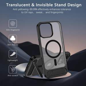 Funda Magnética Delgada a Prueba de Golpes con Soporte Invisible para iPhone 16 Pro Max, Material TPU y PC, Diseño de Color Puro - Product Image 6