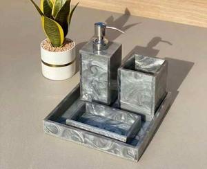 ArtisanVibe, estilo Ángel, acabado esmaltado de Color personalizado, juego de baño de resina ecológico, accesorios artesanales hechos a mano, ArtisanVibe - Product Image 2