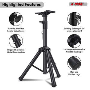 5 Core Speaker Stand <b>Tripod</b> Pair Heavy Duty Adjustable 36 Universal Mount for PA DJ Studio w Bag - Product Image 5