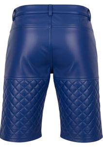 Shorts en cuir PU matelassés pour hommes, taille boutonnée, longueur mi-longue, bas décontractés tendance - Product Image 3
