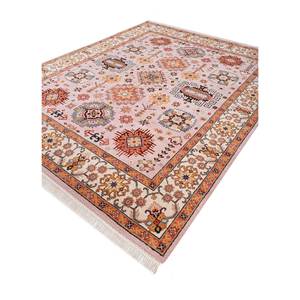 พรมขนสัตว์ถักมือซาวานาสีชมพูและสีม่วงลายเหรียญตรา สำหรับตกแต่งบ้าน ห้องนั่งเล่น หรือทางเดิน ขนาด 9x12 รุ่น EPR-1506 - Product Image 2