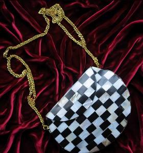 Bolso de Mano de Resina de Lujo de Alta Demanda, Hecho a Mano en India, Estilo Vintage, Informal, con Cierre de Broche, Pedrería, Metal, Purpurina - Product Image 1