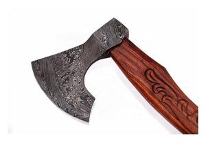 Cabeza de hacha de acero de Damasco de grado industrial con mango de madera grabado a mano, servicio OEM/ODM de calidad superior personalizado al por mayor - Product Image 2
