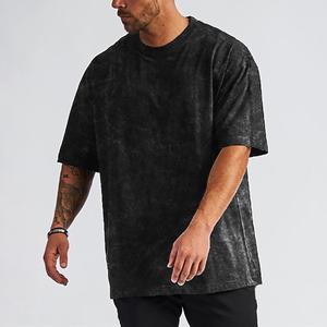NOVEDAD DE VERANO 2023, camiseta desgastada de manga corta para hombre, 270G de algodón, negro, cuello redondo, estilo japonés, ropa de calle de gran tamaño, camisetas - Product Image 4