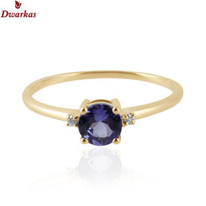 Bague minimaliste classique de luxe plaquée or en argent sterling 925 avec topaze bleue de Londres et pierres précieuses CZ, fabricant en gros, stock disponible - Product Image 5