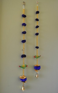 Colgantes de puerta Toran de loro de madera Art Deco con pompón para el hogar, cumpleaños, boda, decoración de habitación de niña con patrón de planta - Product Image 4