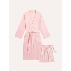 Bata de descanso de bambú rosa para mujer NakedSoft, transpirable, suave, con elastano, logotipo personalizado, cierre con cordón, ropa de casa de invierno, estampada, ODM - Product Image 5