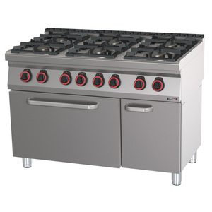 Cuisinière à gaz GN 2/1 120 à 6 brûleurs avec four électrique statique pour cuisinières - Product Image 1