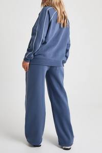 ชุดเซ็ต 2 ชิ้น เสื้อคอวีผ้าฝ้ายฟลีซสำหรับผู้หญิง แต่งขอบตัดสี เสื้อสเวตเชิ้ต กางเกงจ็อกเกอร์ทรงตรง ทรงหลวม สกรีนโลโก้ได้ - Product Image 2