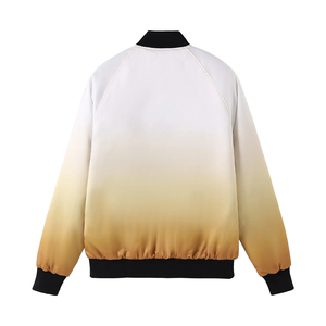 Blouson Bomber en Satin Ombré Blanc à Or Vieilli pour Homme et Femme – Style Urbain Imperméable Printemps – Collection Fraternité Grecque - Product Image 2