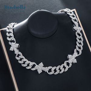 Alta calidad 925 Plata 14K chapado en oro blanco 16mm pesado completamente helado cadena cruzada de eslabones cubanos para hombres collares Premium - Product Image 2