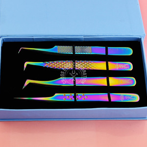 Pince d'extension de cils 45 pince à épiler à pointe de fibre à 90 degrés pince à épiler d'extension de cils d'isolation droite extension de cils de volume - Product Image 1