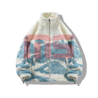 Veste d'hiver unisexe grande taille en toile, col montant, logo frontal, fermeture éclair intégrale, style décontracté streetwear, pour l'extérieur, haute couture
