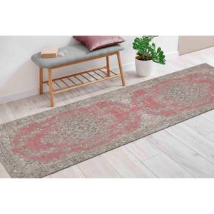 Tapis imprimé gris et rouge - Tapis moderne en chenille, tapis en chenille - Product Image 1
