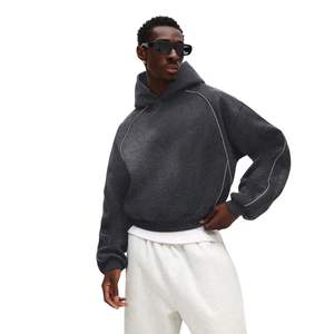 Sudadera con Capucha Deportiva Curva Personalizada OEM para Hombre, Sudadera con Capucha de Forro Polar Azul Marino, Transpirable, con Ribete en Contraste, Sudadera con Capucha Holgada con Puños Acanalados para Hombre - Product Image 1