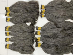 100% Extensiones de cabello humano Remy de alta calidad Gris natural Sin procesar para blanquear - Product Image 4