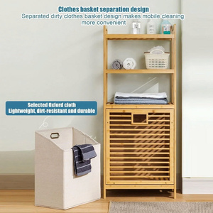 Soporte basculante de ropa desordenada de bambú de Vietnam de múltiples capas con cesta de forro interior desmontable, cesta de lavandería de bambú independiente - Product Image 5