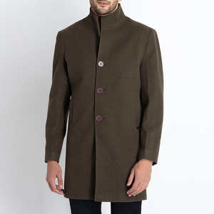 Nouveauté Manteau long en laine noir de style masculin avec décoration boutonnée Double boutonnage - Product Image 2