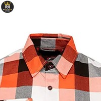 Tren Terbaru Kemeja Flanel Kancing Tanduk Anti-Kerut Pria 100% Katun Lengan Panjang Motif Kotak-Kotak Gaya Safari Berkualitas Tinggi