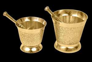 Juego de mortero y pilón de latón macizo de primera calidad para moler especias, hierbas e ingredientes ayurvédicos - Product Image 6