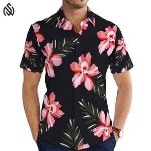 Chemises de plage pour hommes Chemises hawaïennes formelles respirantes boutonnées décontractées imprimées sur mesure - Product Image 1