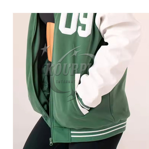 High Quality 100% Cotton Embroidered Stand Winter Fashion Casual Button <b>Bomber</b> <b>Jackets</b> <b>Men's</b> Women's <b>Varsity</b> Baseball Front - Product Image 2