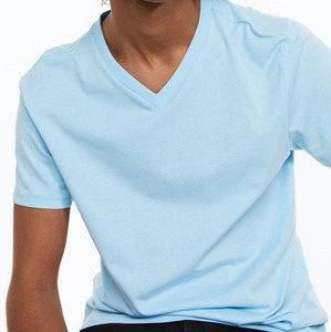 เสื้อยืดคอกลมผ้าคอตตอนแบบเปิดไหล่สำหรับผู้ชายเสื้อยืดคอกลมผ้าคอตตอน100% โอเวอร์ไซส์ทรงหลวมเรียบคอวีออกแบบได้ตามต้องการ - Product Image 6