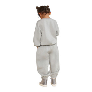 Spark Clothing High Quality Girls Winter Two Piece Solid Color Tracksuit 100% Cotton Lightweight Custom Made Jogging Suit - Product Image 2