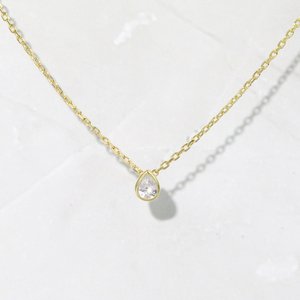 Dainty Bezel CZ Collier Pendentif Larme Minimaliste Superposition Bijoux Cadeau Délicat Pour Son Élégant Collier De Tous Les Jours - Product Image 2