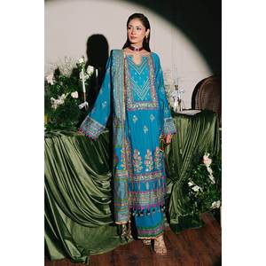 Conjunto de Traje Bordado de 3 Piezas sin Coser Azul para Mujer - Product Image 6