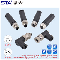 Conector de Aviación M8 de 3, 4, 5, 6 y 8 Pines, Ensamblaje de Conector de Sensor, Cable de Soldadura, Conector Recto en Ángulo, Conector Impermeable con Tornillo para Cableado