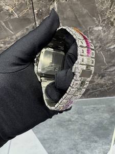 Reloj de Pulsera de Acero Inoxidable con Cristal de Aleación Cuadrado y Moissanita VVS para Hombre, Estilo Hip Hop, Diamantes Blancos, Movimiento de Cuarzo, Estilo Ejecutivo, Ideal para Regalo - Product Image 2