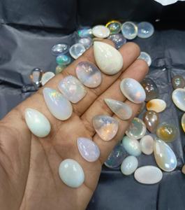 Opale de feu Cabochon forme ovale 6x4MM taille libre jeu de couleur ou feu naturel opale éthiopienne pierre précieuse en vrac véritable ovale Welo opale - Product Image 2