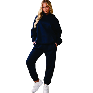 Coton lourd unisexe surdimensionné sport fermeture éclair à capuche polaire sweat décontracté Streetwear survêtements pour femmes hiver - Product Image 1