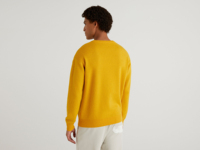 Pull en laine/acrylique à col rond pour homme, tricoté à la machine, motif imprimé, épais, fermeture à ceinture, personnalisable, haute qualité