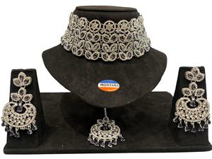 Conjunto de Gargantilla de piedra americana con pendientes de gota Joyería de moda de acero inoxidable versátil - Product Image 2