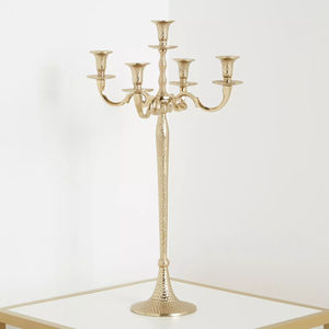 Candélabre en argenterie en métal de la meilleure qualité-Bougeoir de décoration d'intérieur écologique fait à la main au design moderne pour Noël et Pâques - Product Image 4